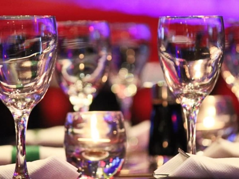 Glassware on set table at Shogun, a Japanese Steakhouse in Lancaster