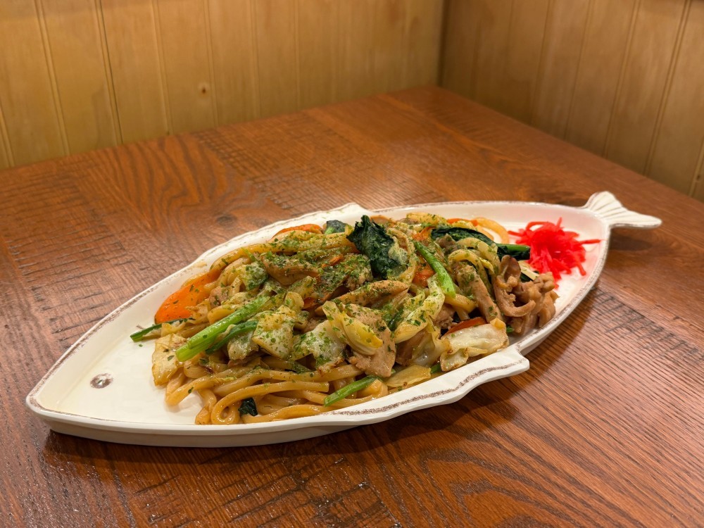 Savory stir-fried udon noodles with veggies and meat at Shogun, a Japanese Restaurant in Rutherford.