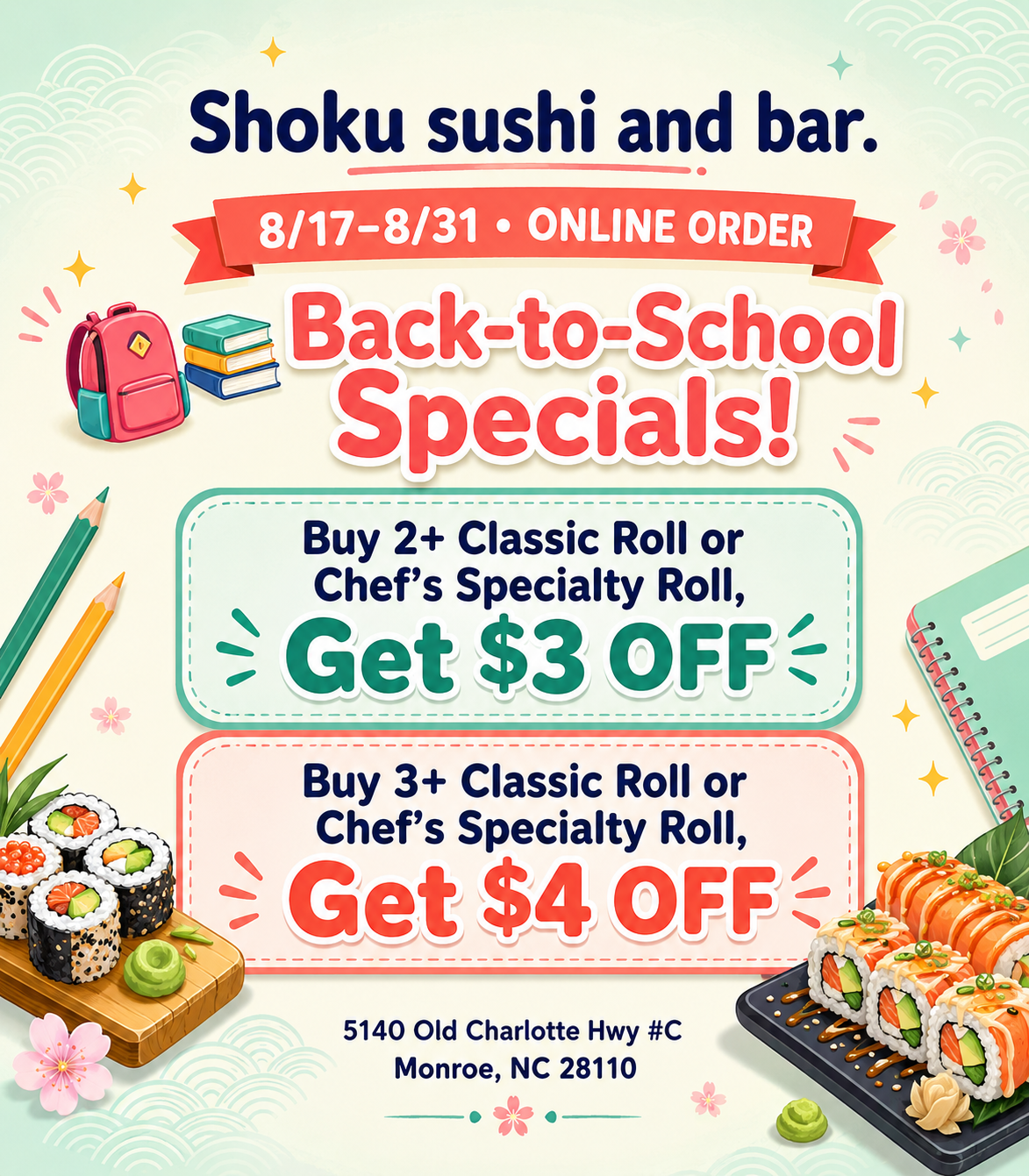 🎒📚 Back-to-School Specials! 🎒📚 Back-to-School Specials!