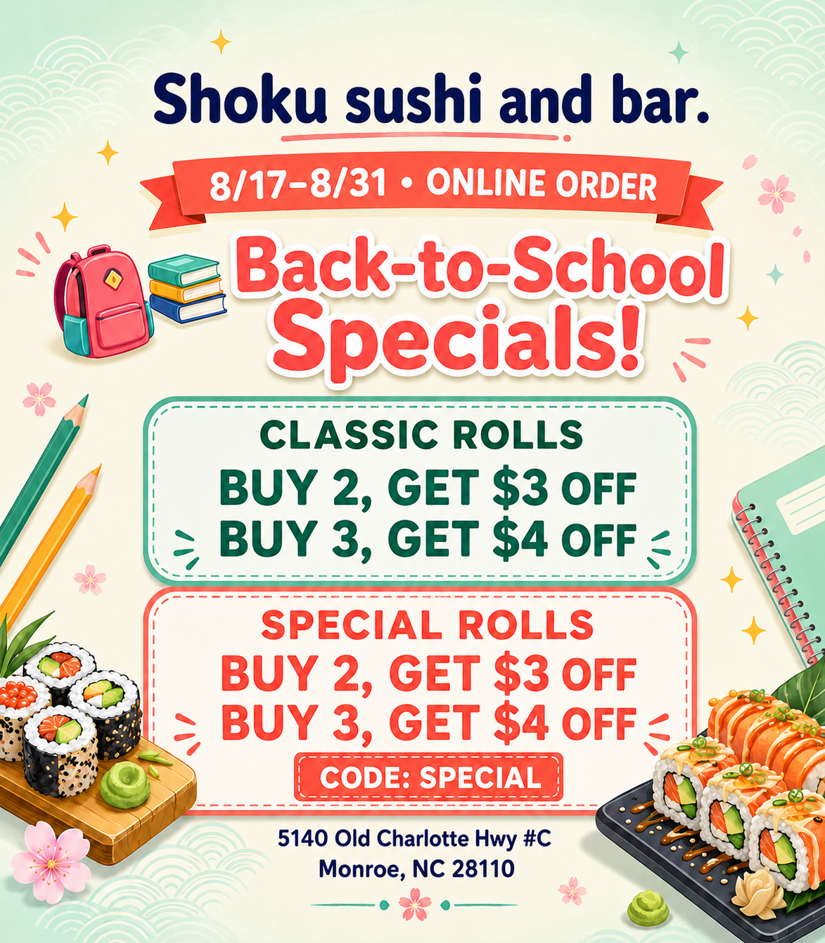🎒📚 Back-to-School Specials! 🎒📚 Back-to-School Specials!