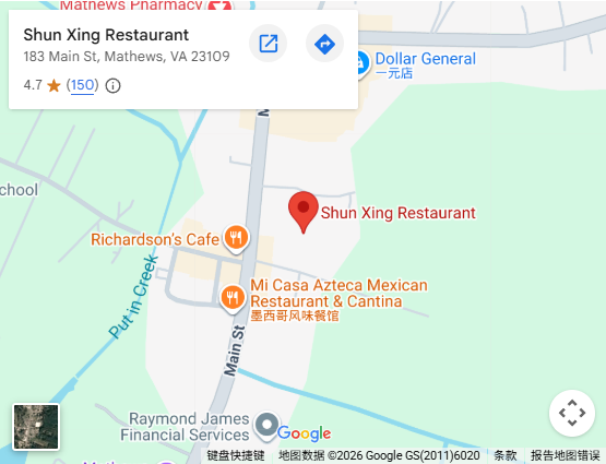 Location, 183 Main St, Mathews, VA 23109