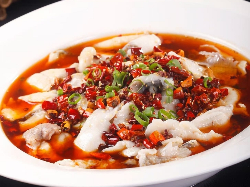 Tender fish in spicy red broth at Silver Spring Sichuan Bistro, a Chinese Restaurant in Silver Spring