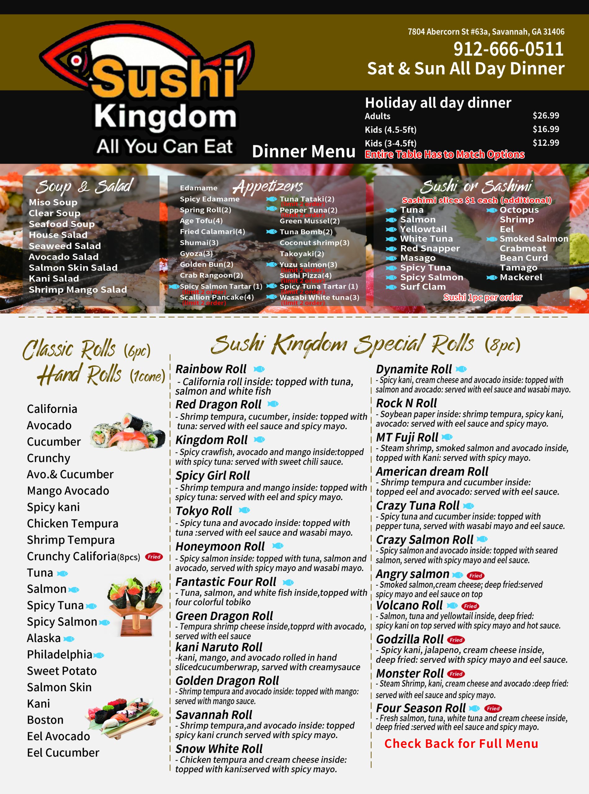 Sushi Kingdom Japanese Restaurant Menu Page 1