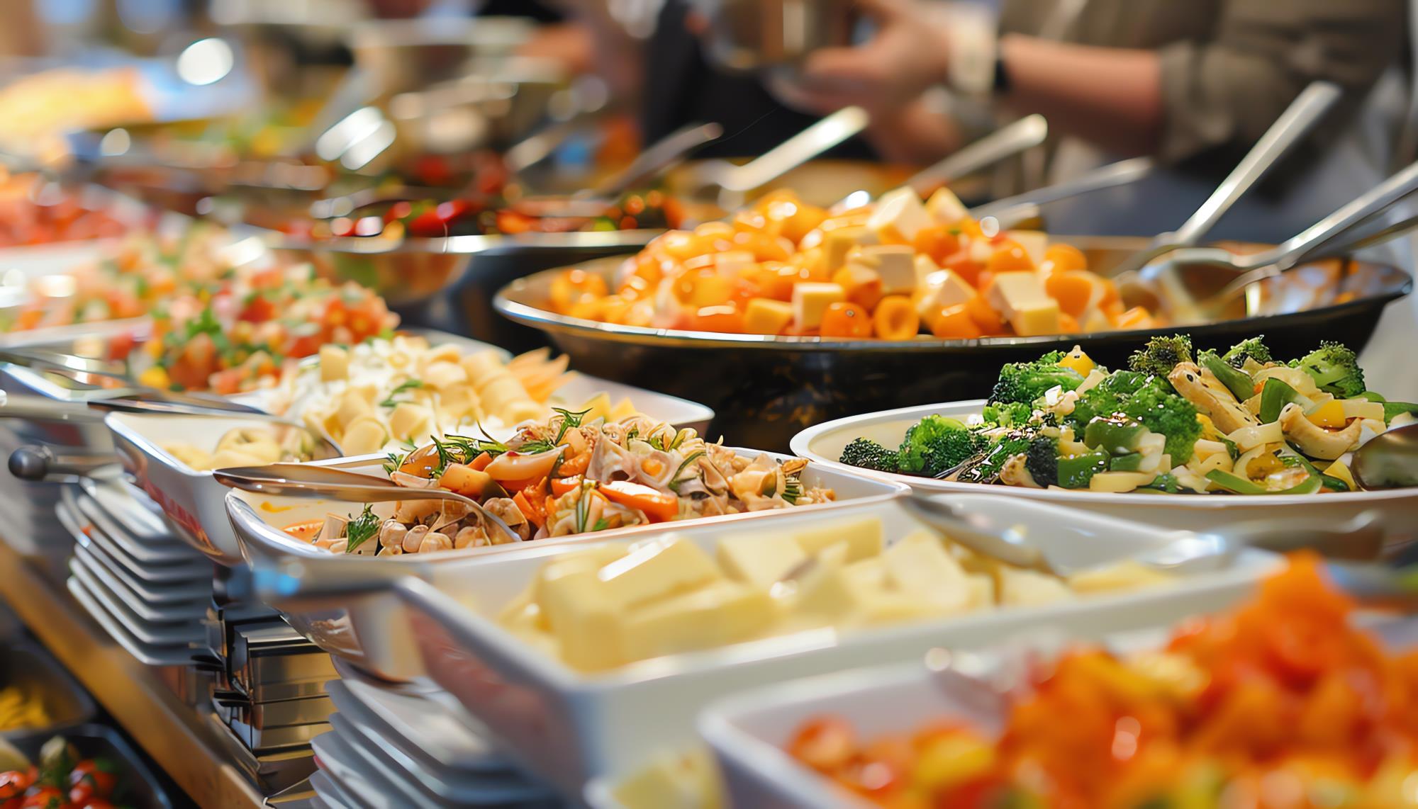 Varied international dishes in buffet trays at SL Asian Food, a Buffet Restaurant in San Antonio