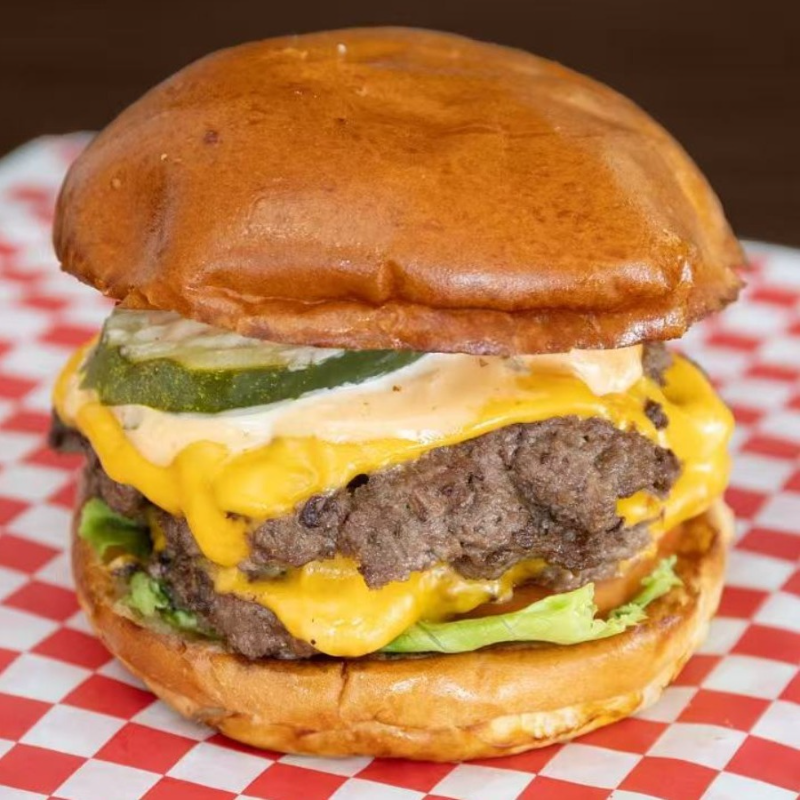 Beef burger at Smash Shack Burger Fast Food Restaurant in Nashua
