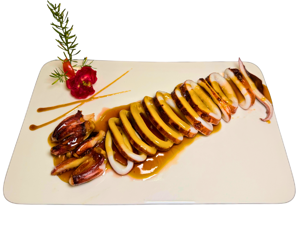 Juicy grilled squid slices with savory glaze at SOHO Asian Fusion, a Asian Fusion Restaurant in Austin.