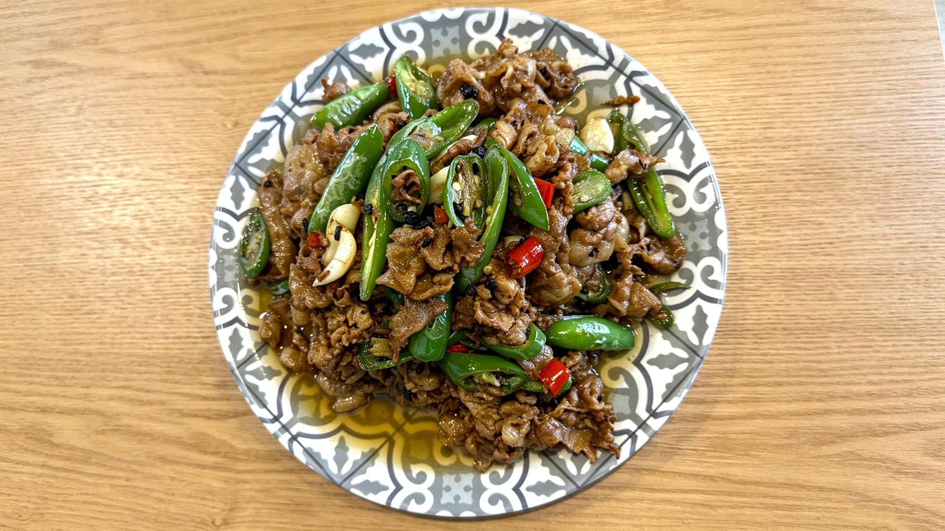 Stir-fried pork with green peppers and garlic at Spice House, a Chinese Restaurant in Plano