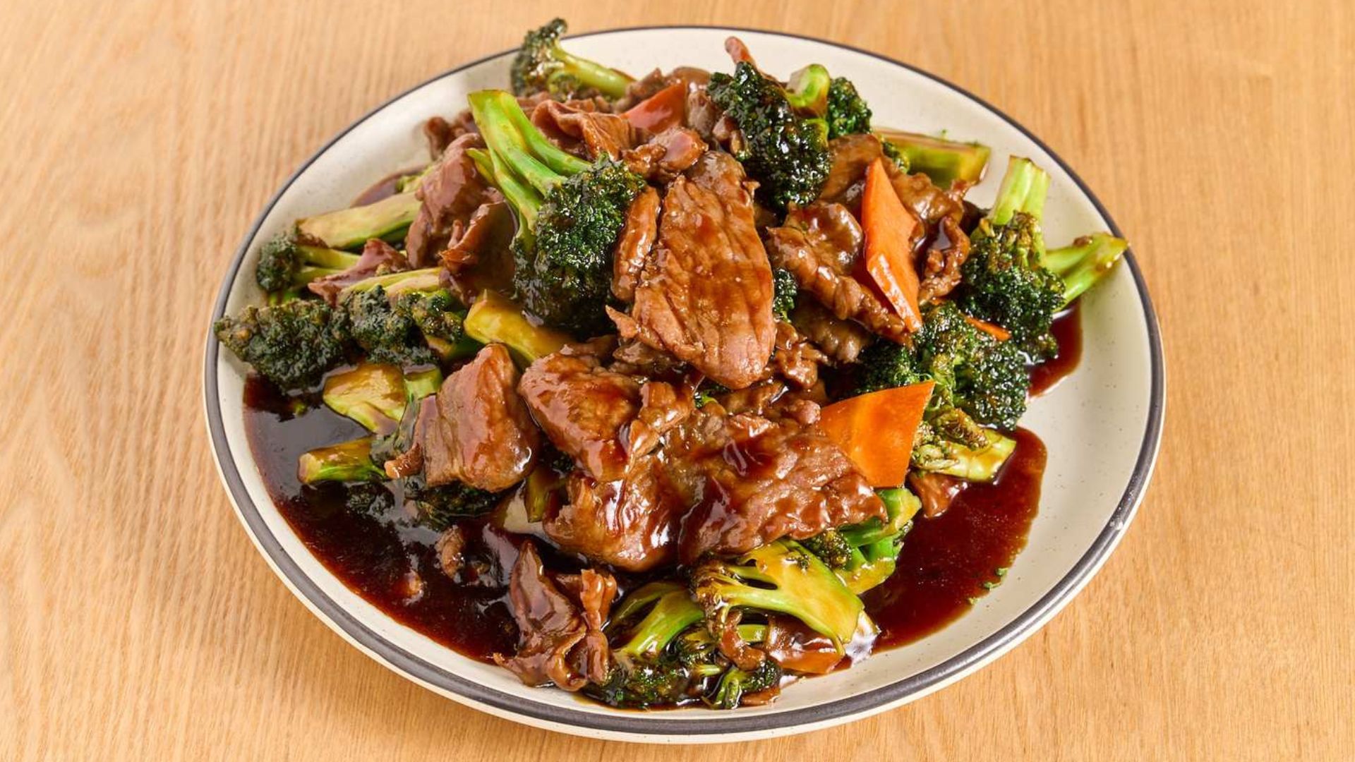Beef stir-fried with broccoli in thick brown sauce at Spice House, a Chinese Restaurant in Plano