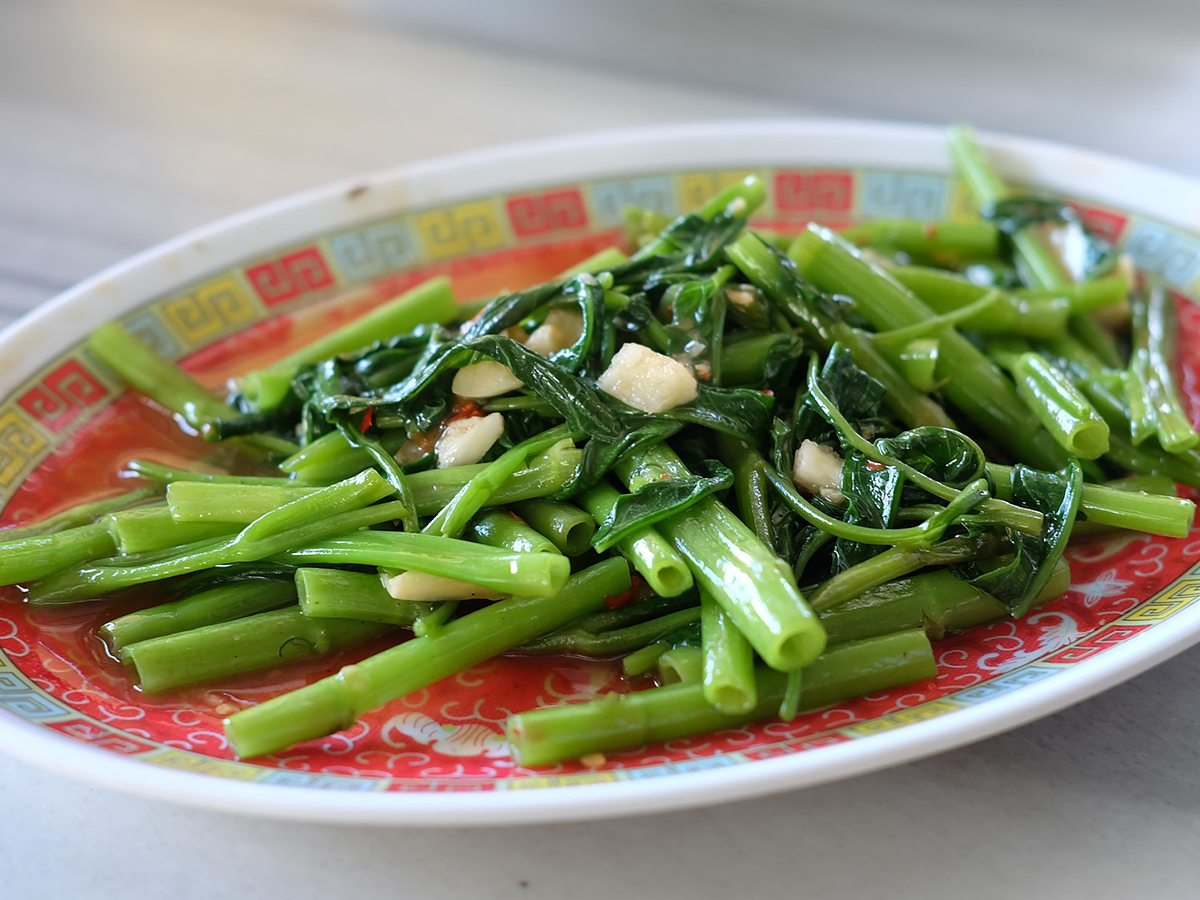 garlic water spinach at Spice Spring Restaurant，a Chinese Restaurant in Cleveland