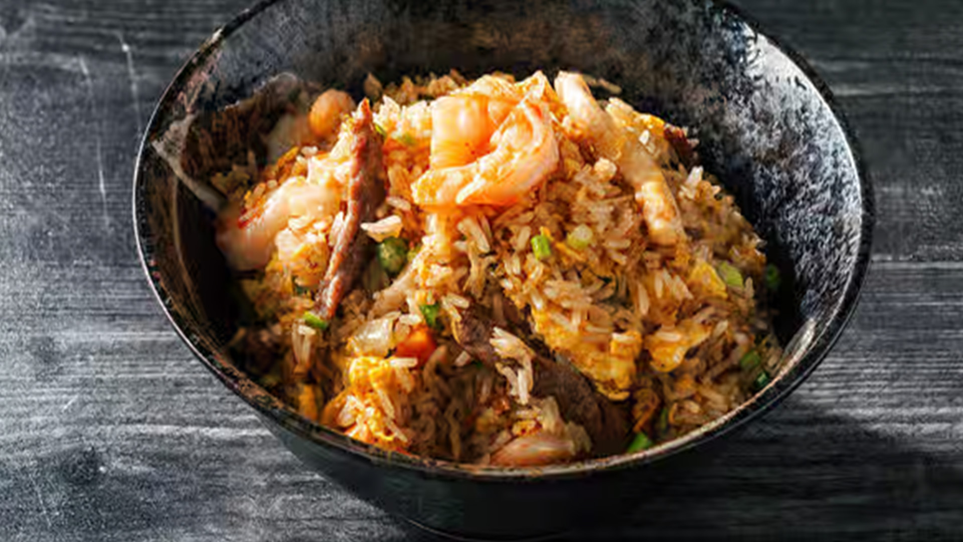 Flavorful fried rice with beef, shrimp and veggies at STAR KTV, a Asian Fusion Restaurant in Midwest City
