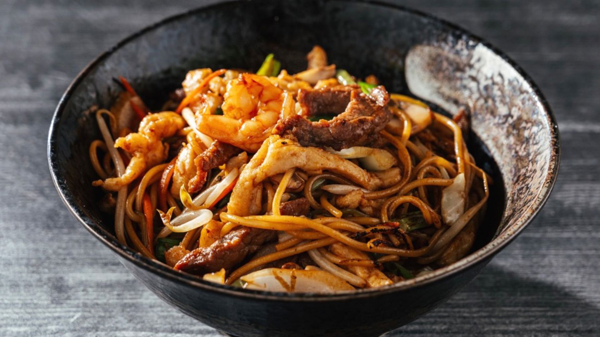 Flavorful shrimp lo mein noodles at STAR KTV, a Asian Fusion Restaurant in Midwest City