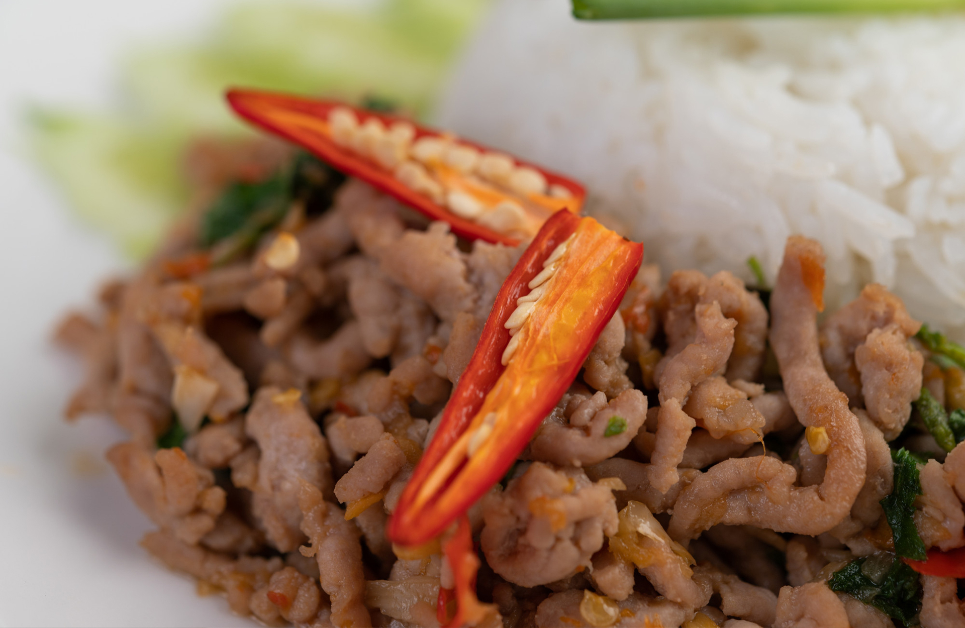 Thai Basil Minced Pork with Rice at Stayton Hongkong Cafe, Chinese Restaurant in Stayton