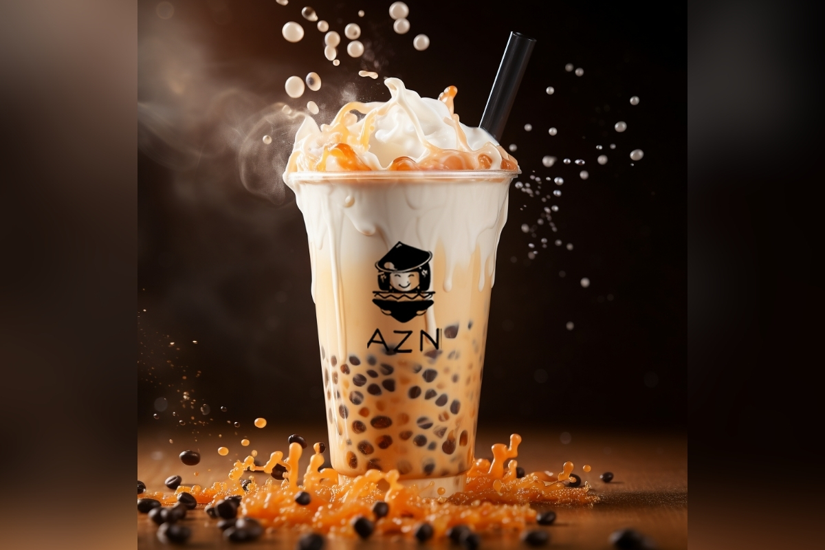 Stix-By-AZN-Asian-Restaurant-Bubble-Tea-Peachtree-City Creamy bubble tea with tapioca pearls at Stix By AZN, a Asian Restaurant in Peachtree City.