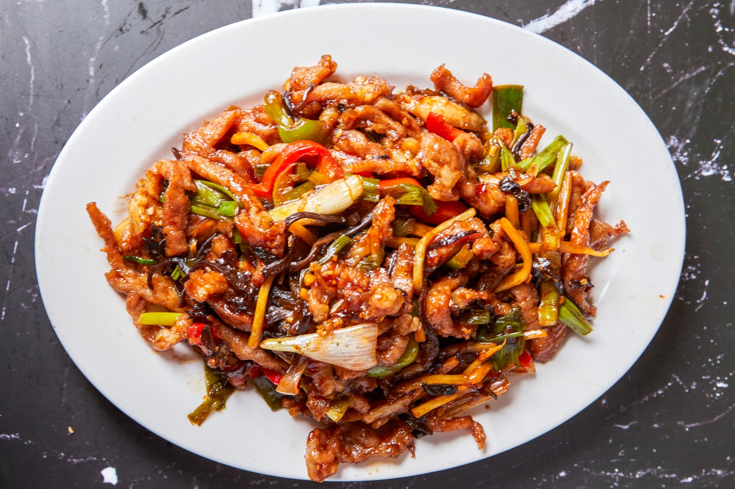 shredded pork szechwan style at Super Wok Chinese Restaurant in Tarzana