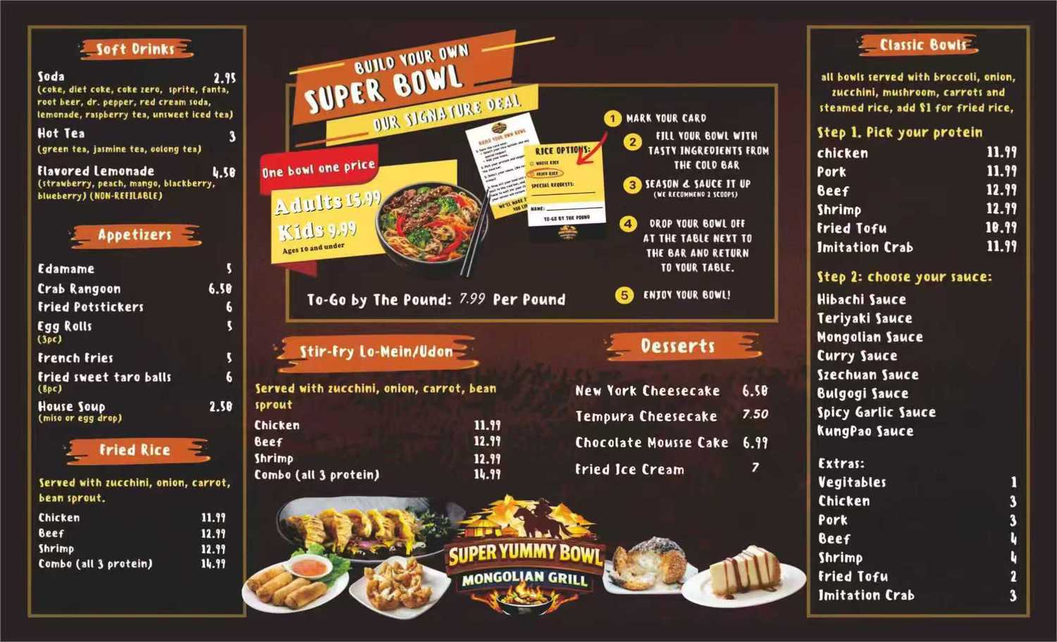 Restaurant menu 1, detailed description provided below