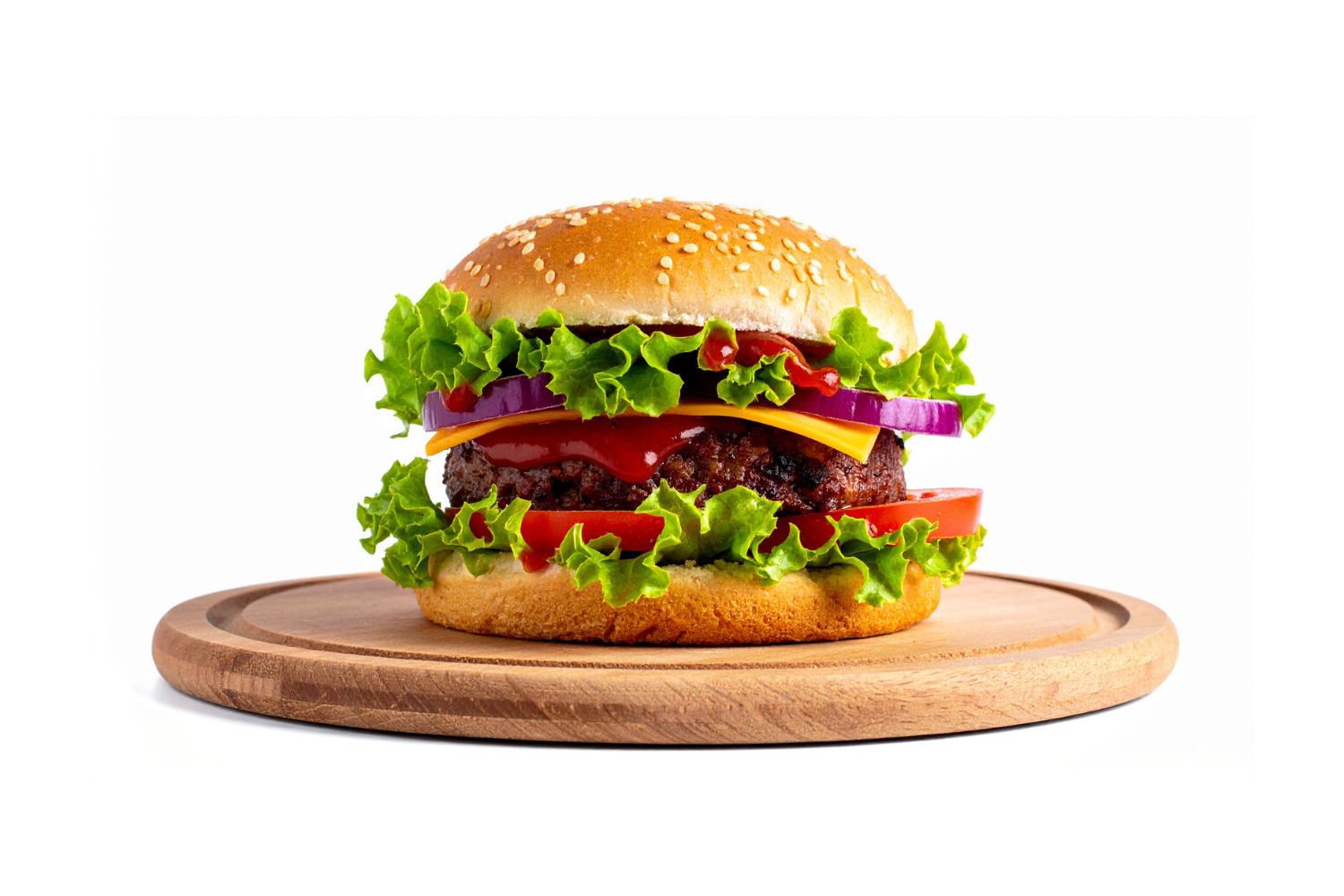Classic cheeseburger with fresh veggies at Supreme Wings & More, a Fast-Food Restaurant in Columbus