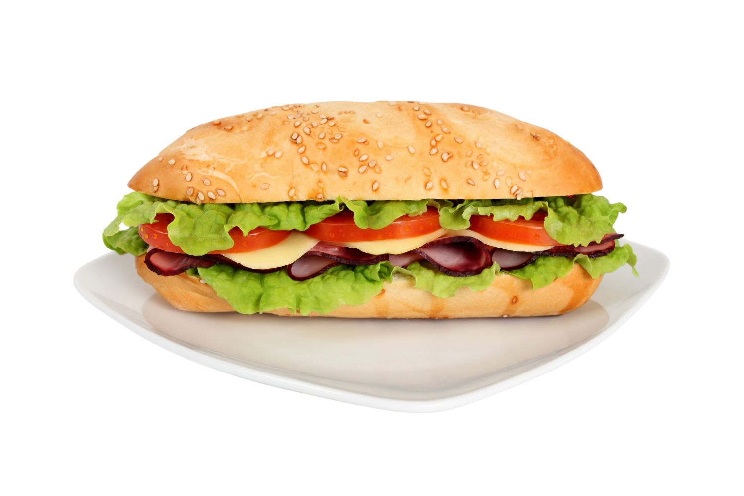 Ham and cheese sub sandwich with lettuce and tomato at Supreme Wings & More, a Fast-Food Restaurant in Columbus