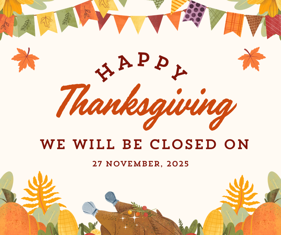 Restaurant closed 27 November 2025, white text on dark paper.