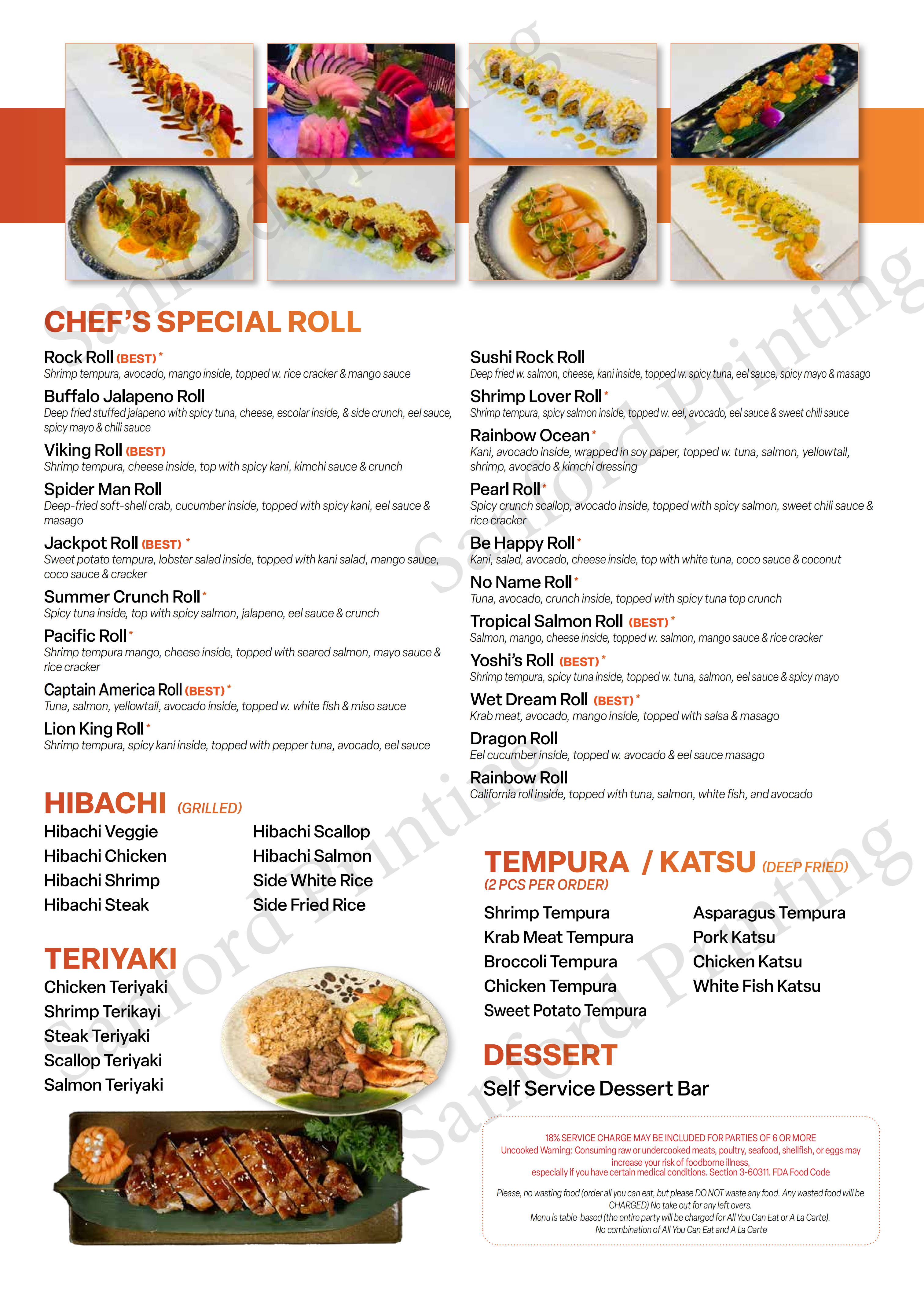 Restaurant menu 6, detailed description provided below