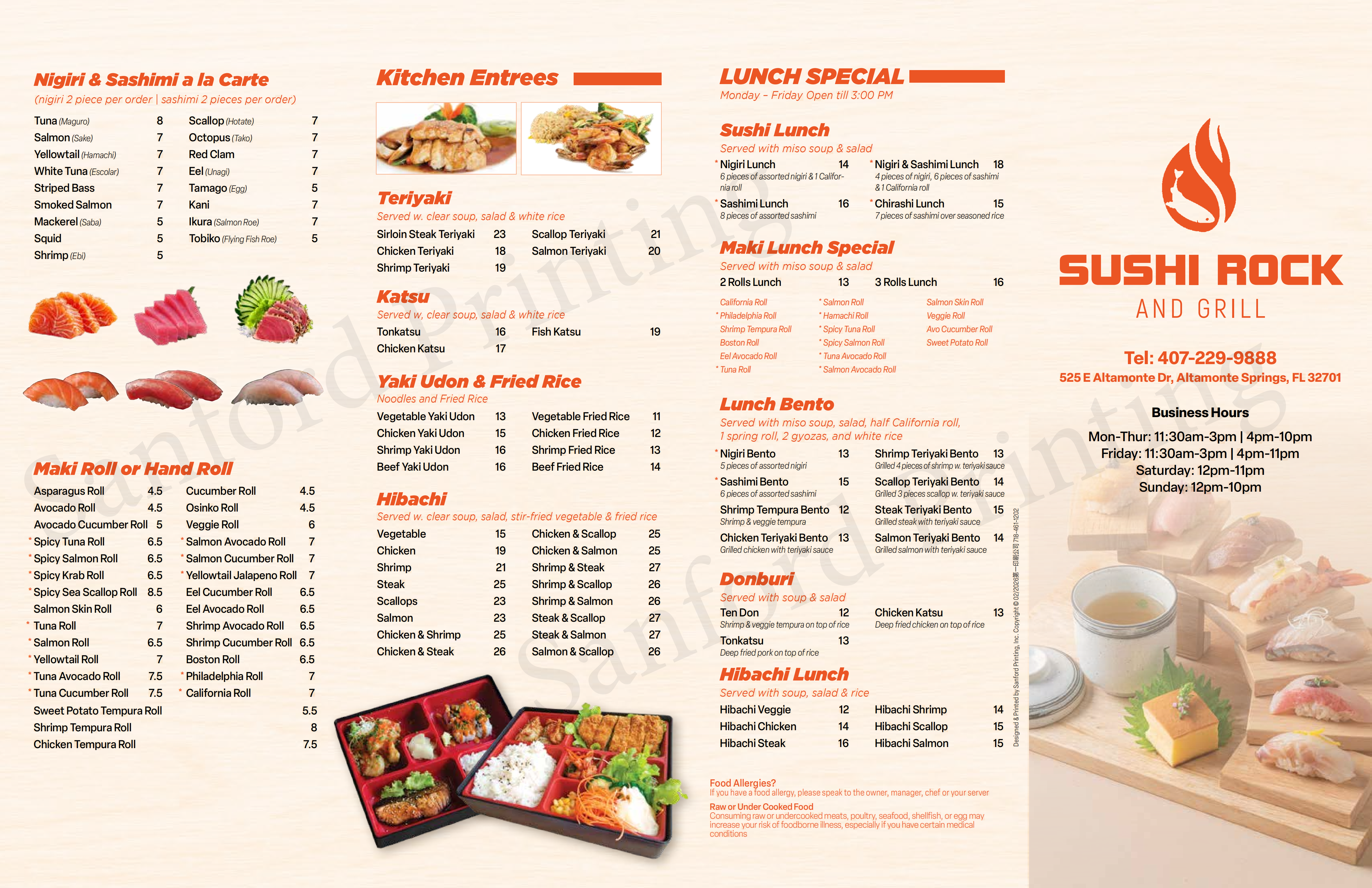 Restaurant menu 1, detailed description provided below