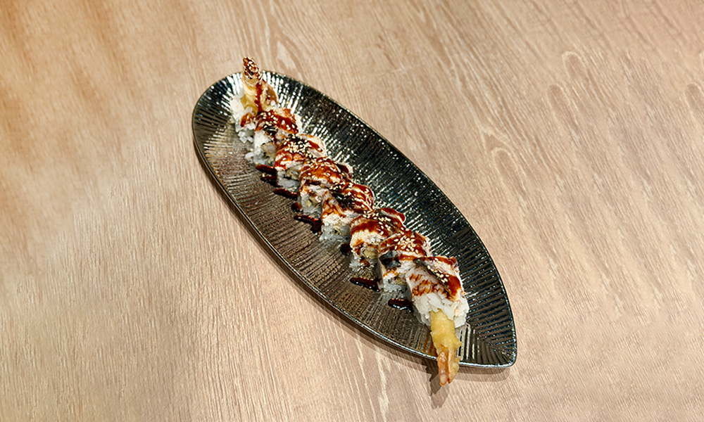 Dragon roll with eel and avocado at Sushi Umami, a Japanese Restaurant in Milpitas