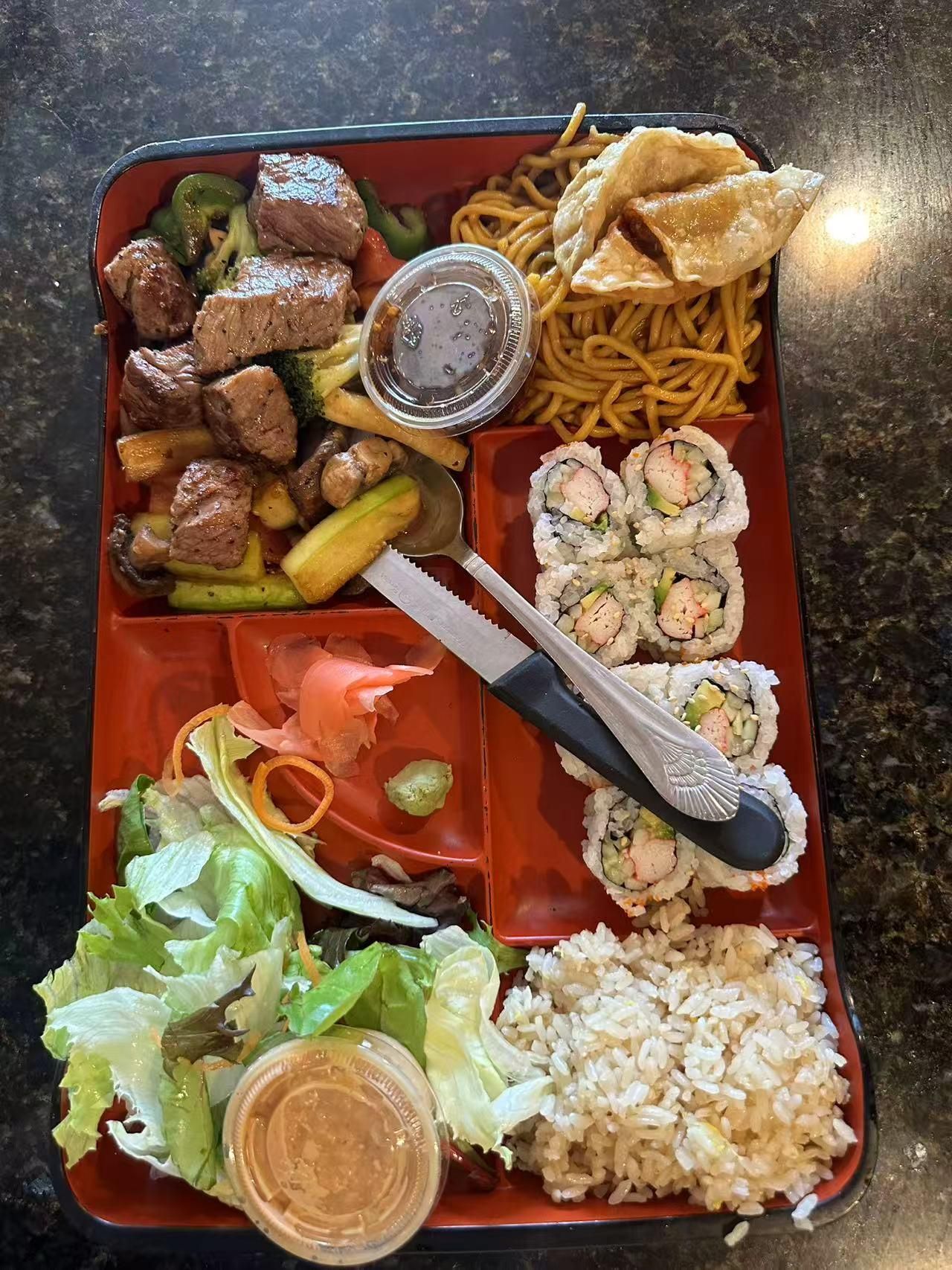 Steak hibachi from Sushi Wok, a Japanese restaurant in Benton, Jacksonville