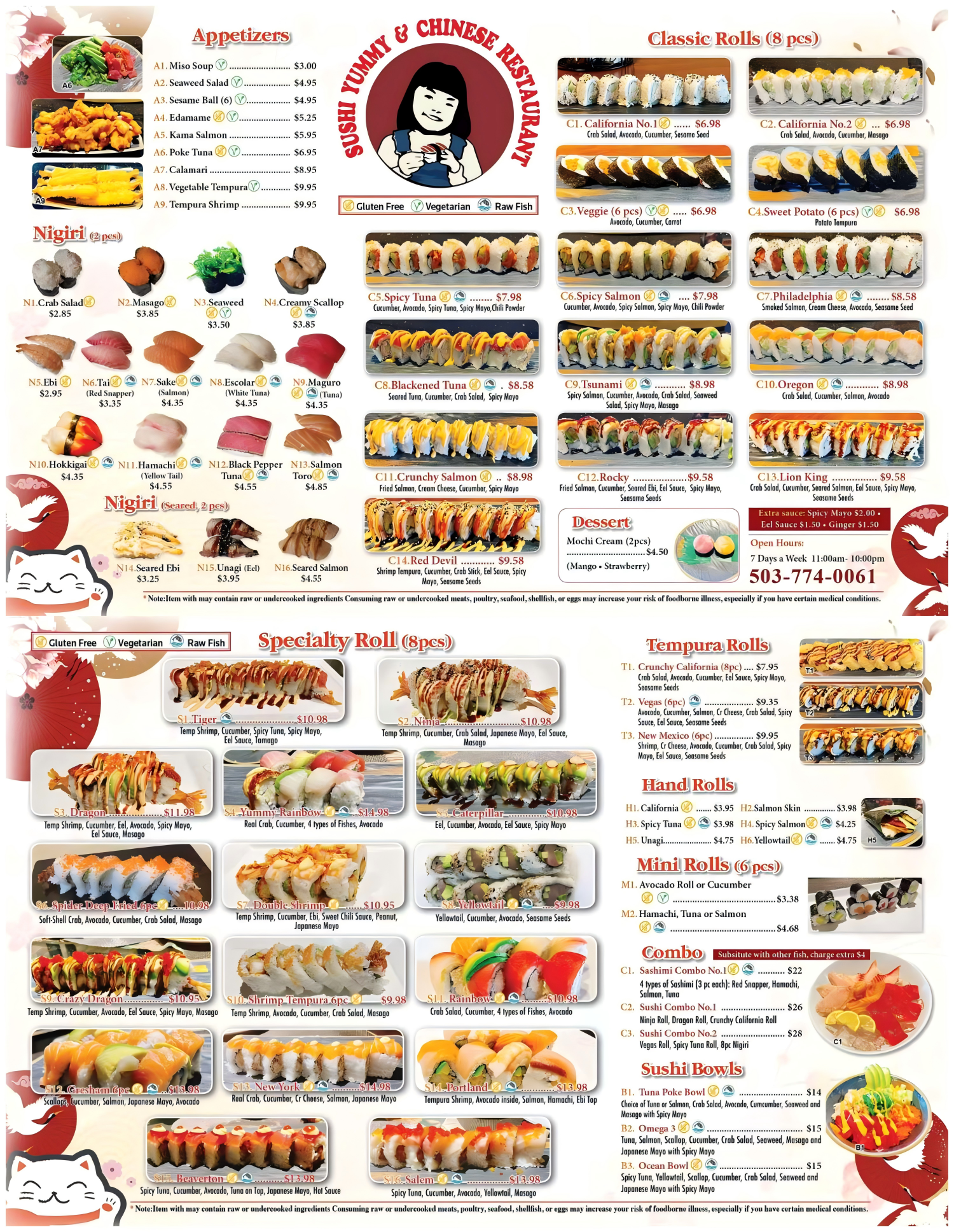 Sushi Yummy & BBQ Noodle House Chinese Restaurant Menu 4