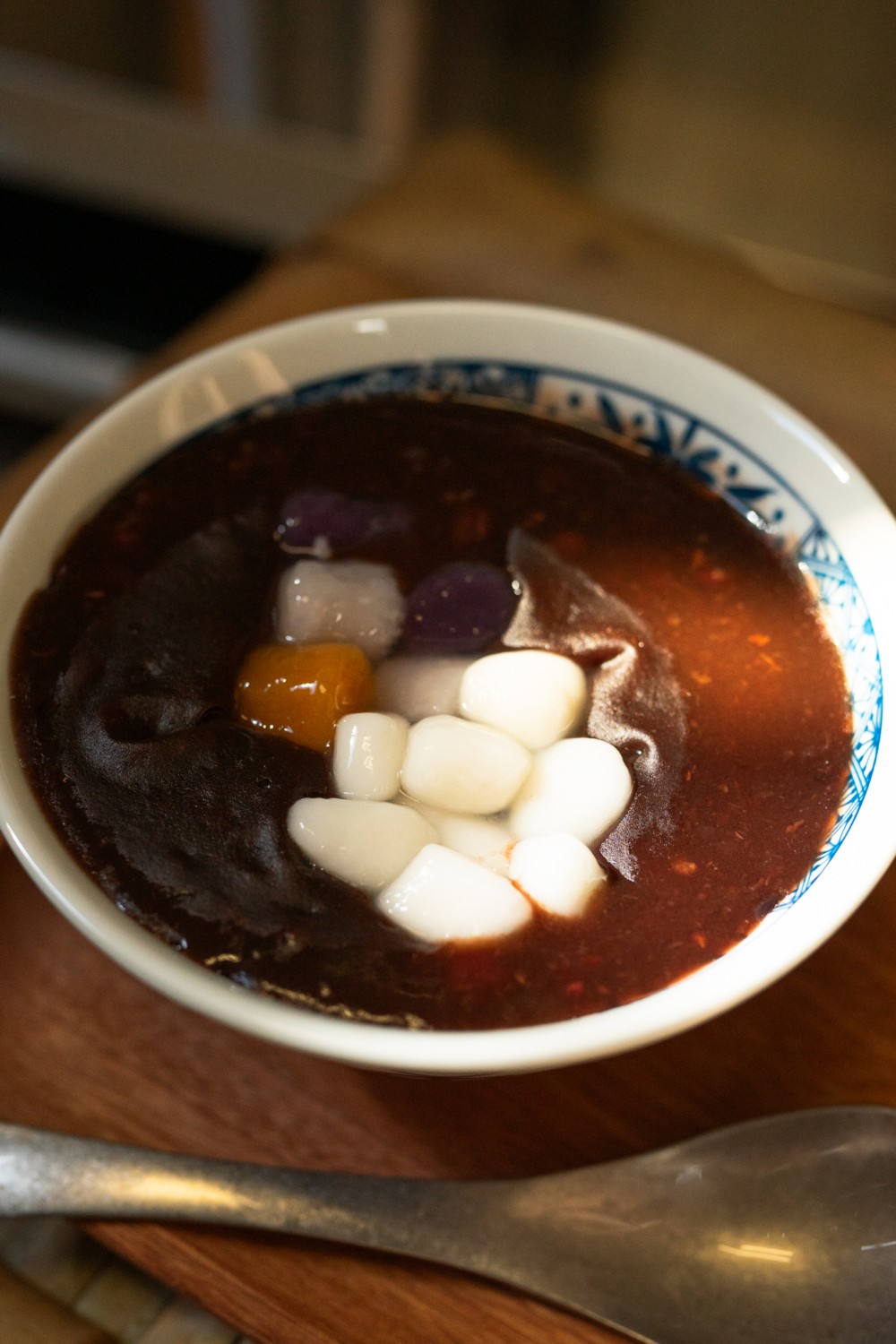Red bean soup with small taro balls, sweet and chewy at Sweet Newbie,a Dessert Shop in Chicago