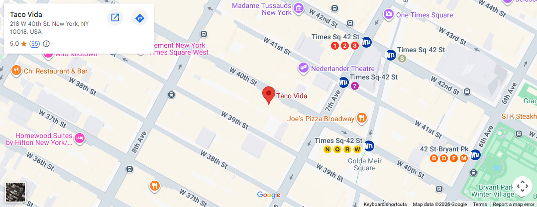 Taco Vida 218 W 40th St, New York, NY 10018