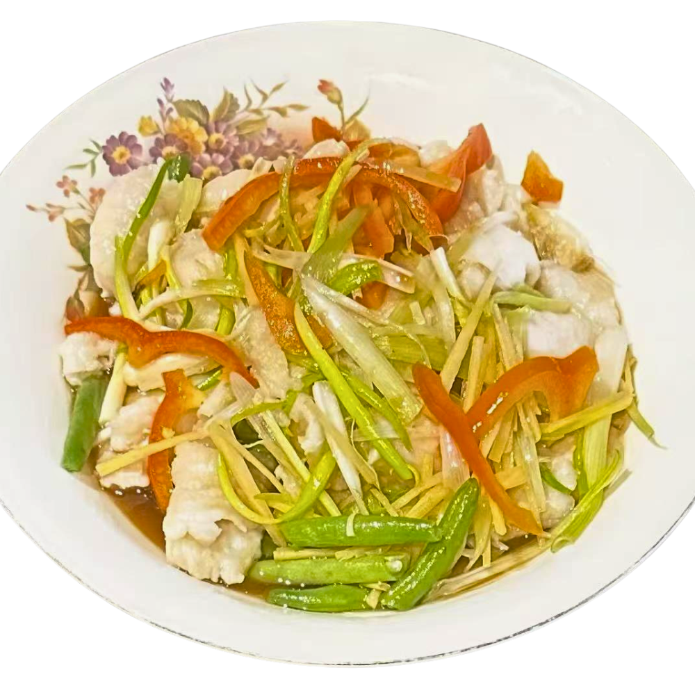 Taiwan-Restaurant-Chinese-restaurant-Ginger-&-Scallion-Cod-San-Jose Cod with ginger and scallion at Taiwan Restaurant, a Chinese restaurant in San Jose.