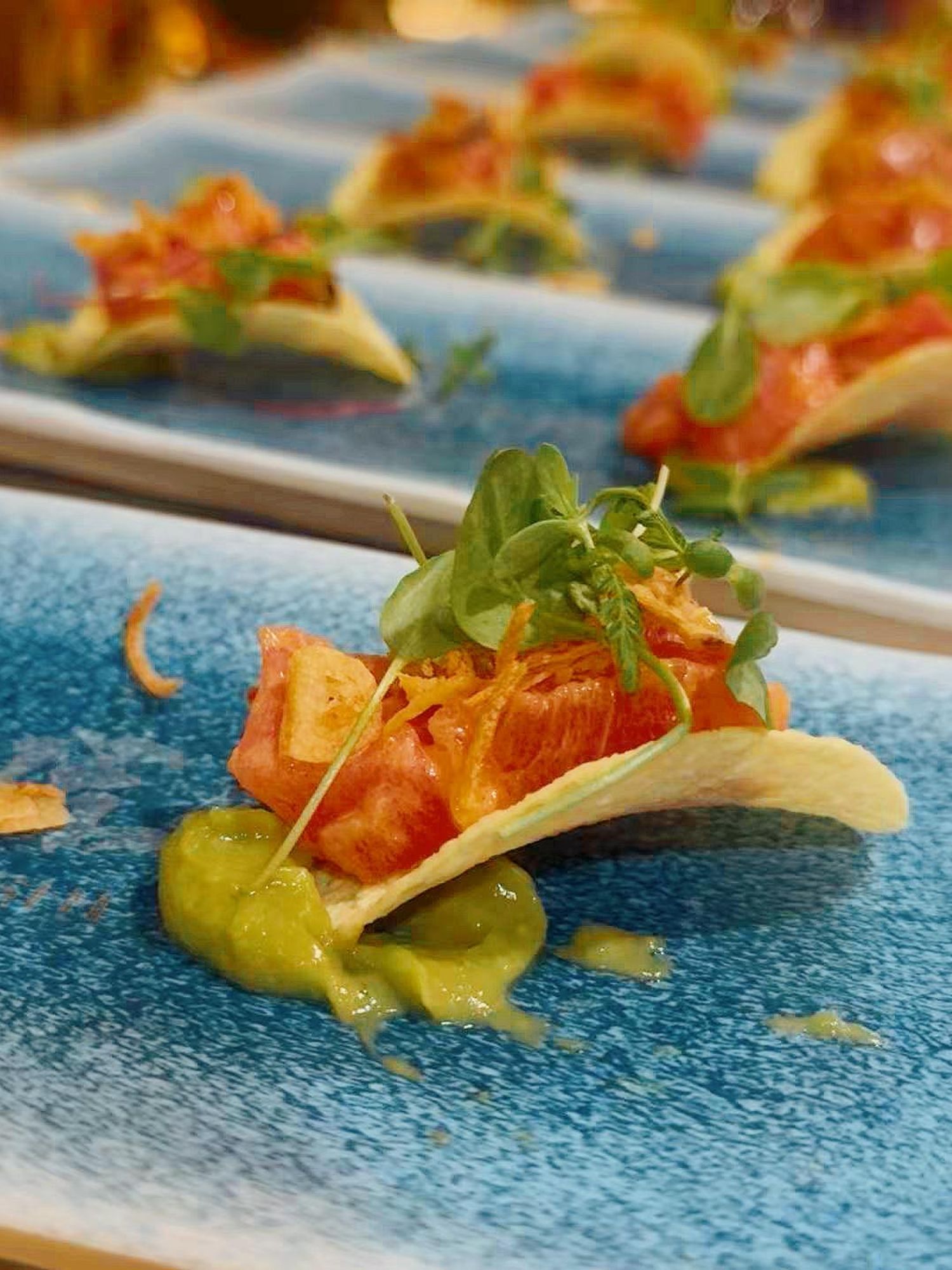 Salmon sushi taco with guacamole at Takumi Sushi A.Y.C.E, a Japanese Restaurant in Columbus