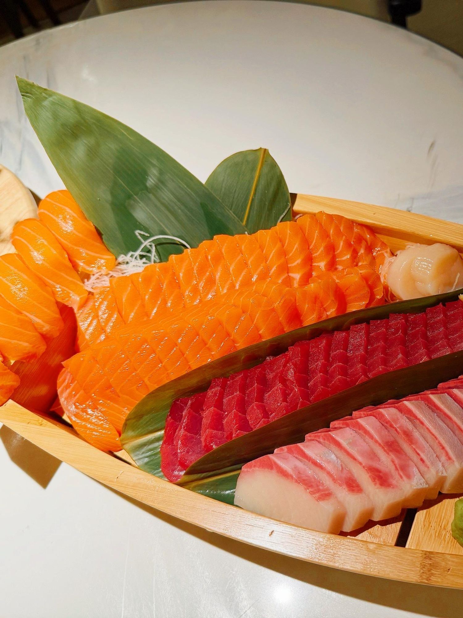 Giant salmon & tuna sashimi boat at Takumi Sushi A.Y.C.E, a Japanese Restaurant in Columbus