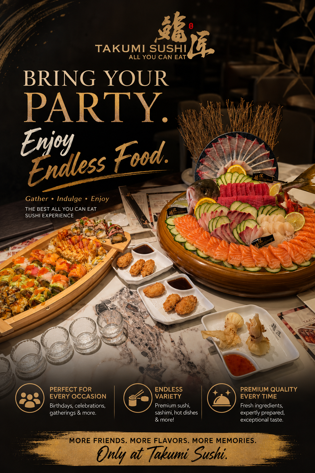 Party Sushi and Sashimi Platter at Takumi Sushi A.Y.C.E, a Japanese Restaurant in Columbus