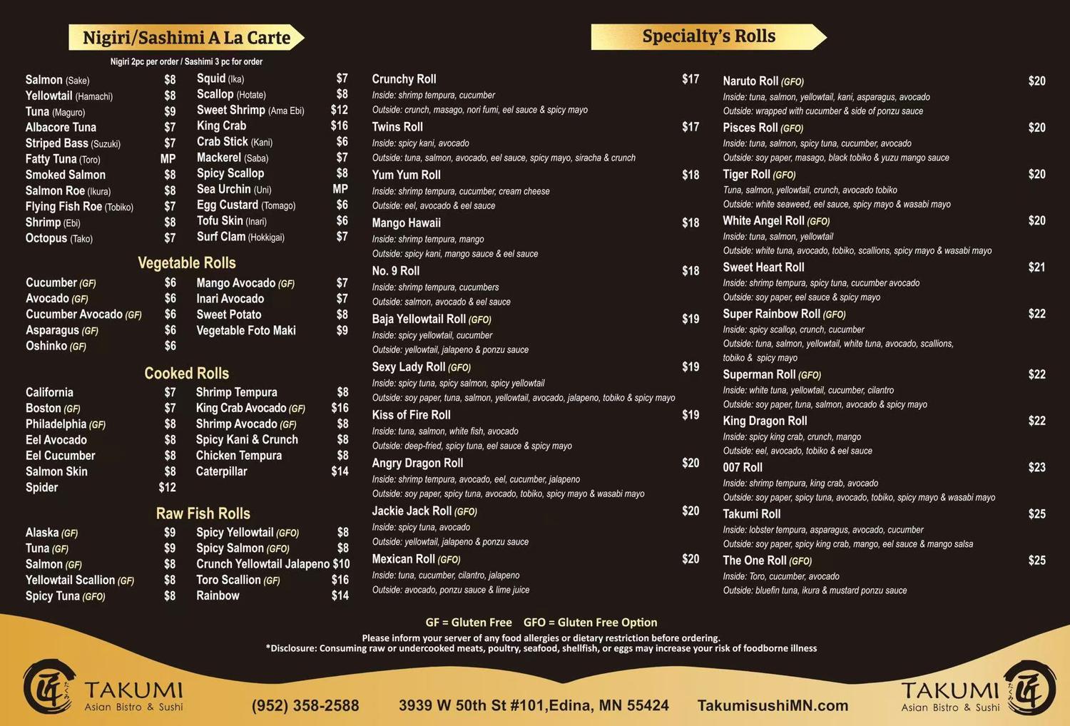 Restaurant menu 2, detailed description provided below