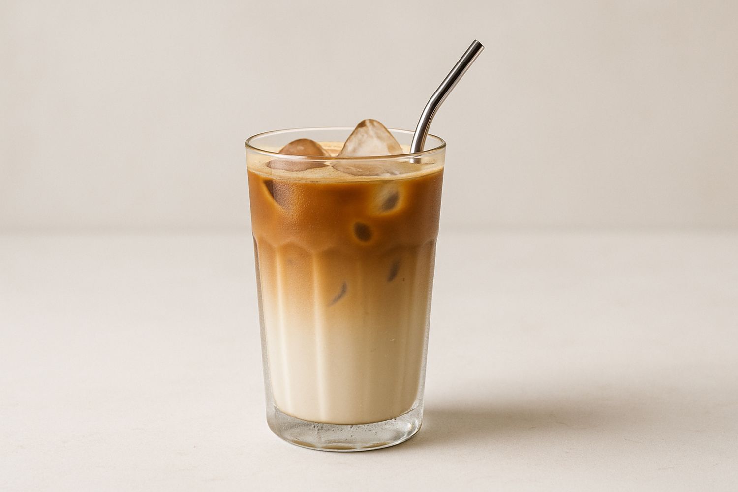 Iced coffee latte with layered milk and espresso at Tangscape, a Cafe in Forest Hills
