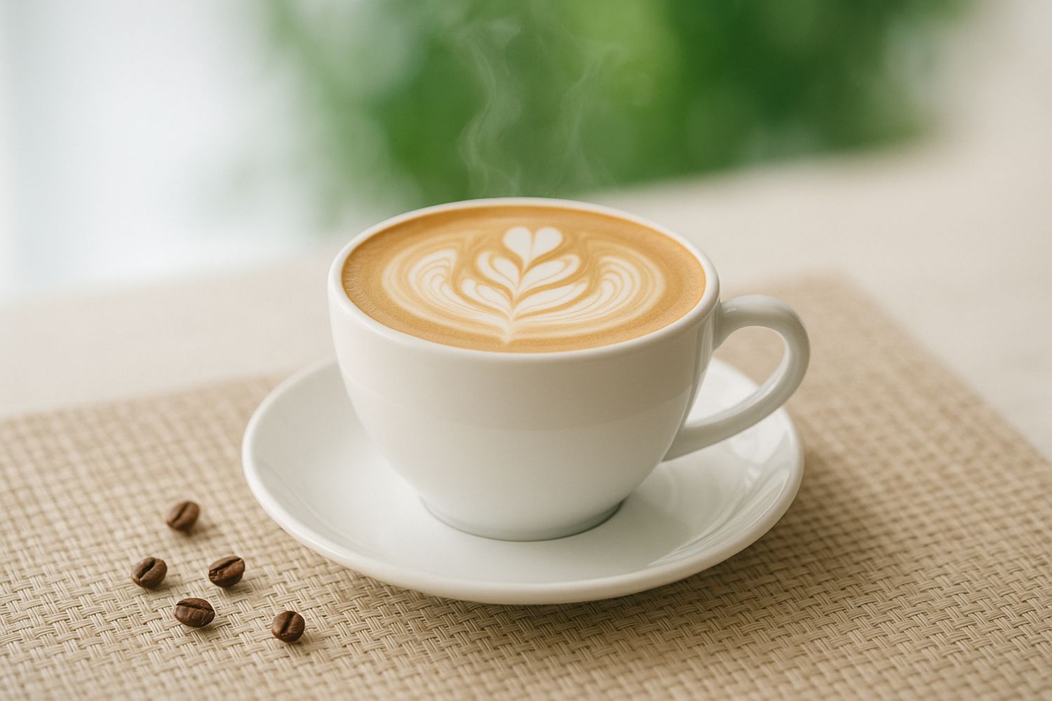 Classic coffee latte with heart-shaped latte art at Tangscape, a Cafe in Forest Hills