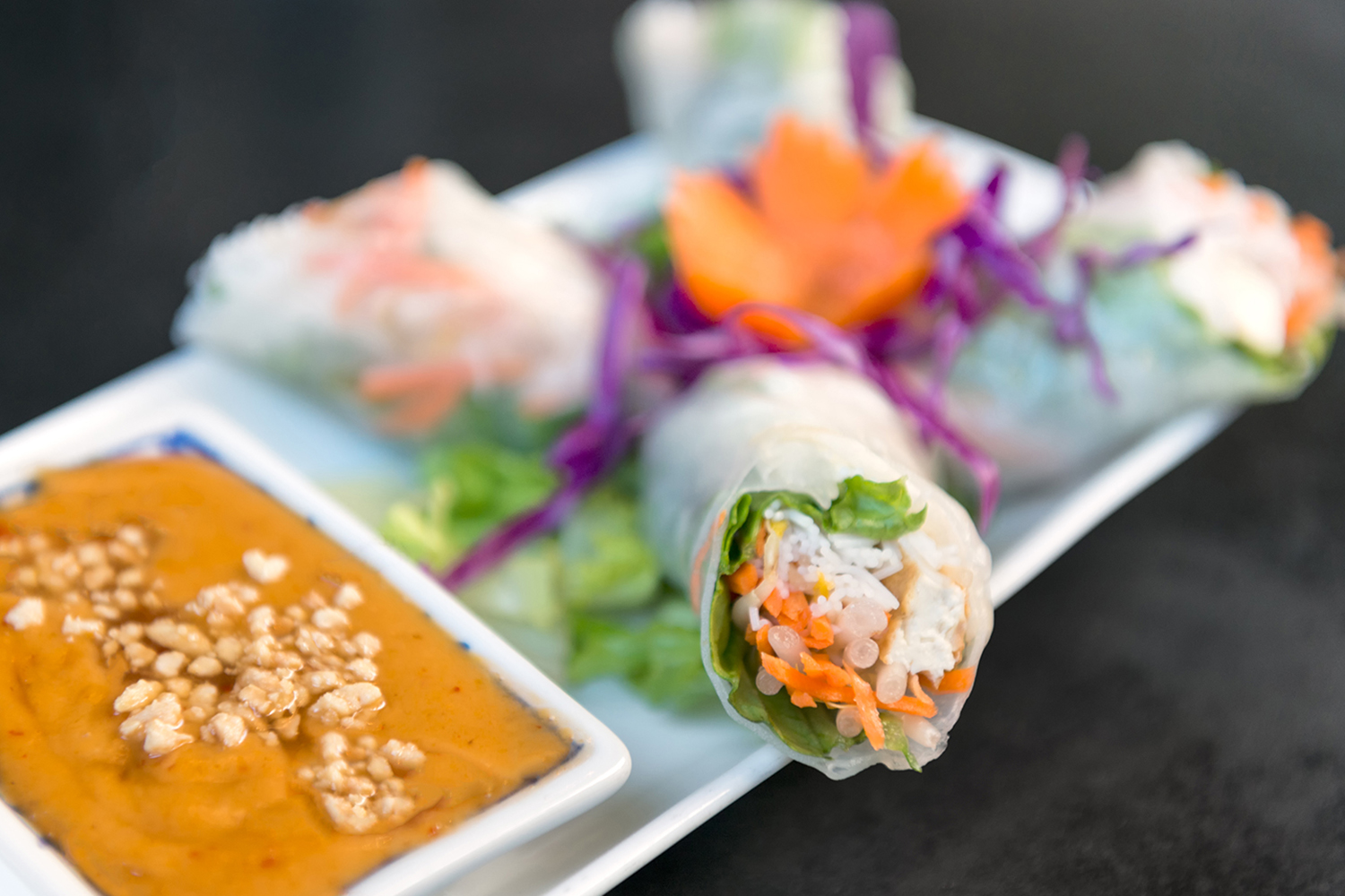 Tang-Yun-Noodle-House-Asian-Fusion-Restaurant-Vegetarian-Summer-Roll-w.Peanut-Sauce-Centereach Vegetarian Summer Roll w.Peanut Sauce at Tang Yun Noodle House,a Asian Fusion Restaurant in Centereach