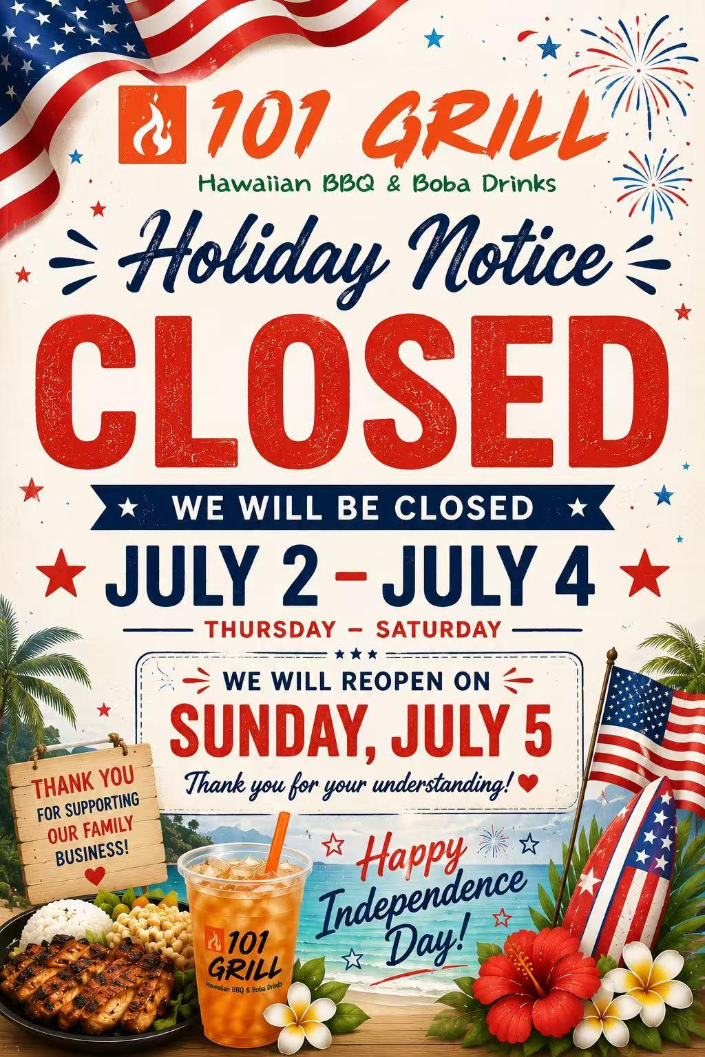 Notice of Special Operating Hours