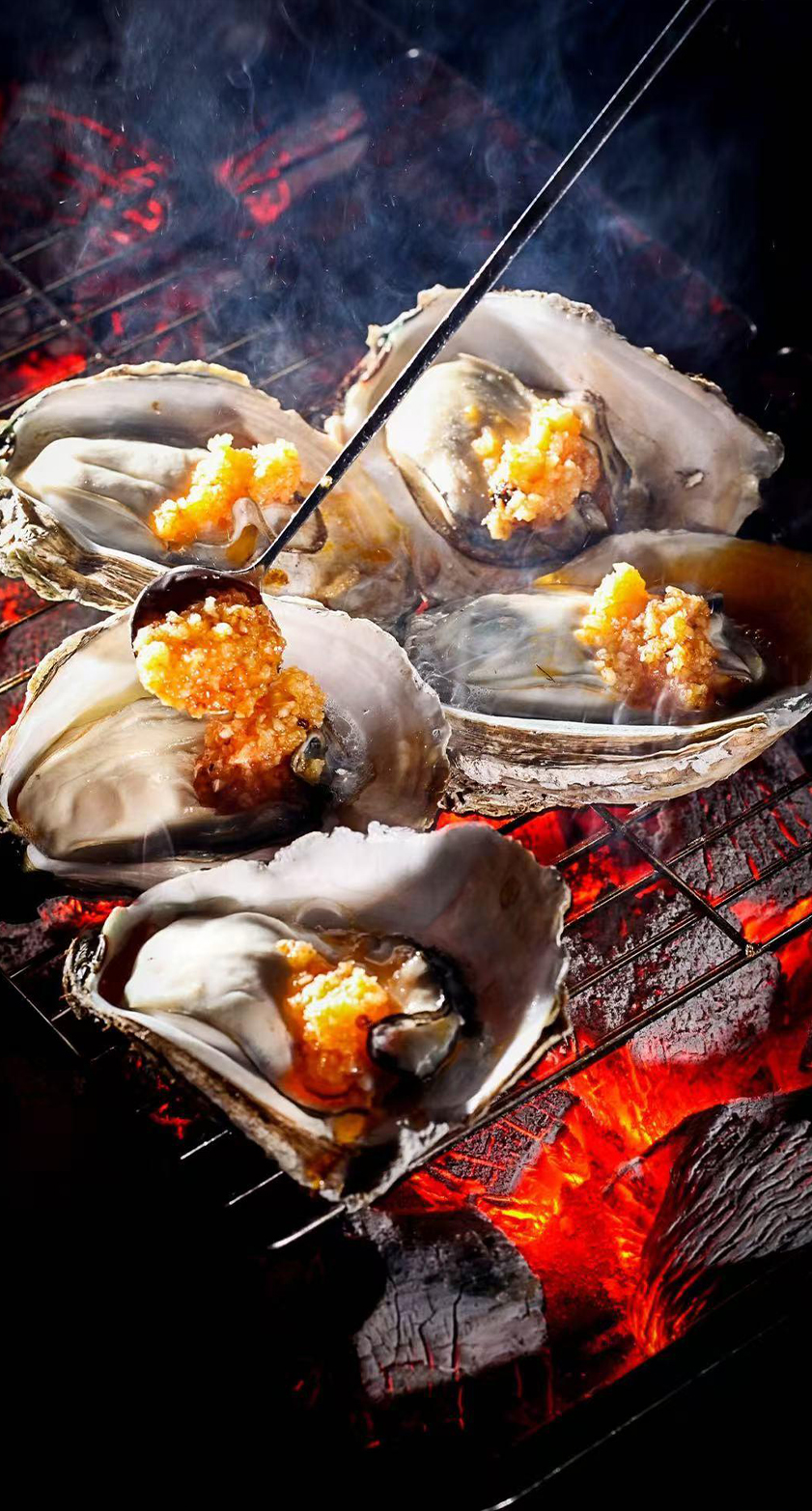 Grilled Oysters with Minced Garlic