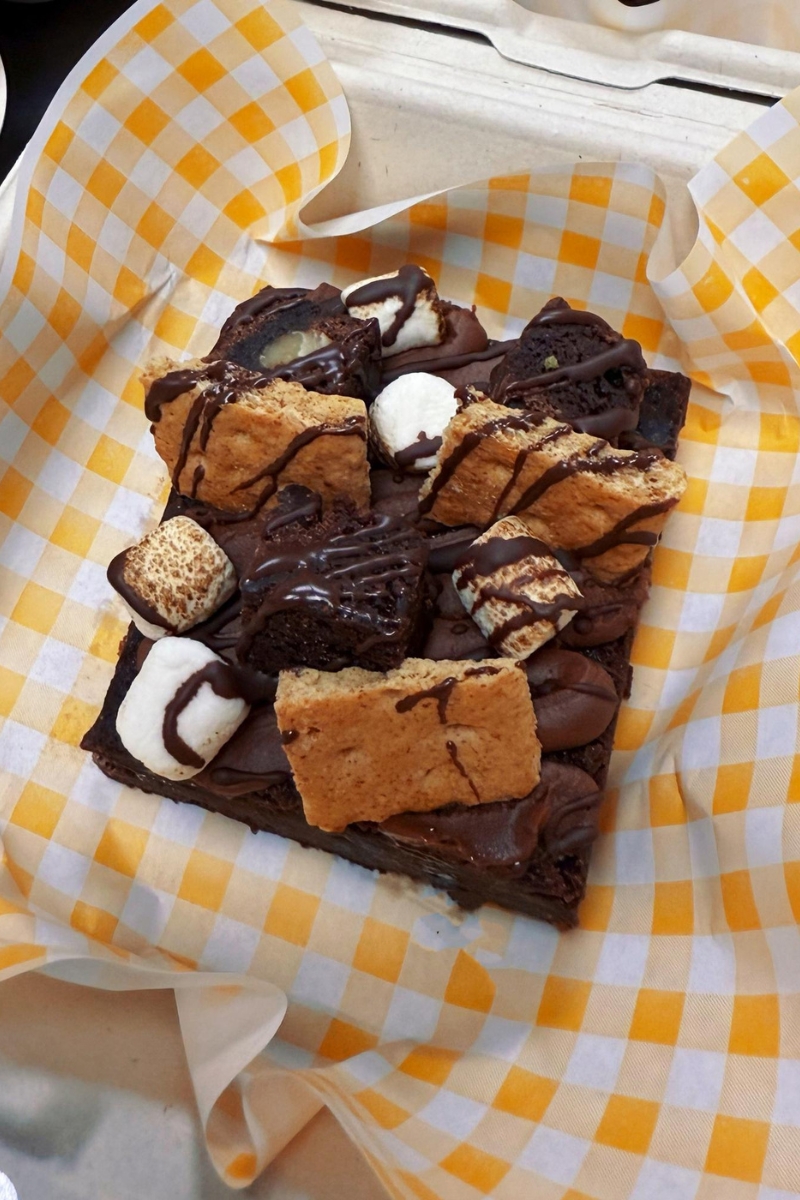 Brownie topped with marshmallows and chocolate sauce at Tea.Lab, a Bubble Tea Store in FL