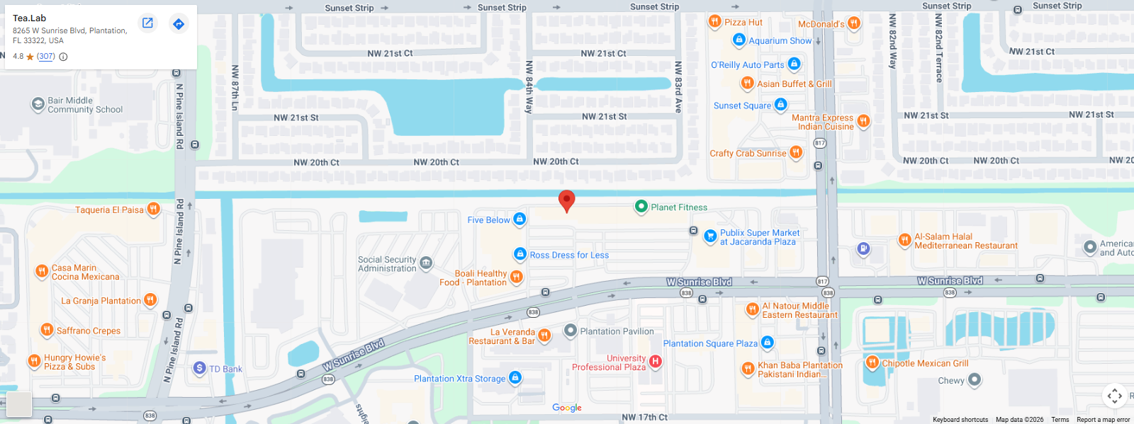 Location, 8265 W Sunrise Blvd, Plantation, FL 33322, United States
