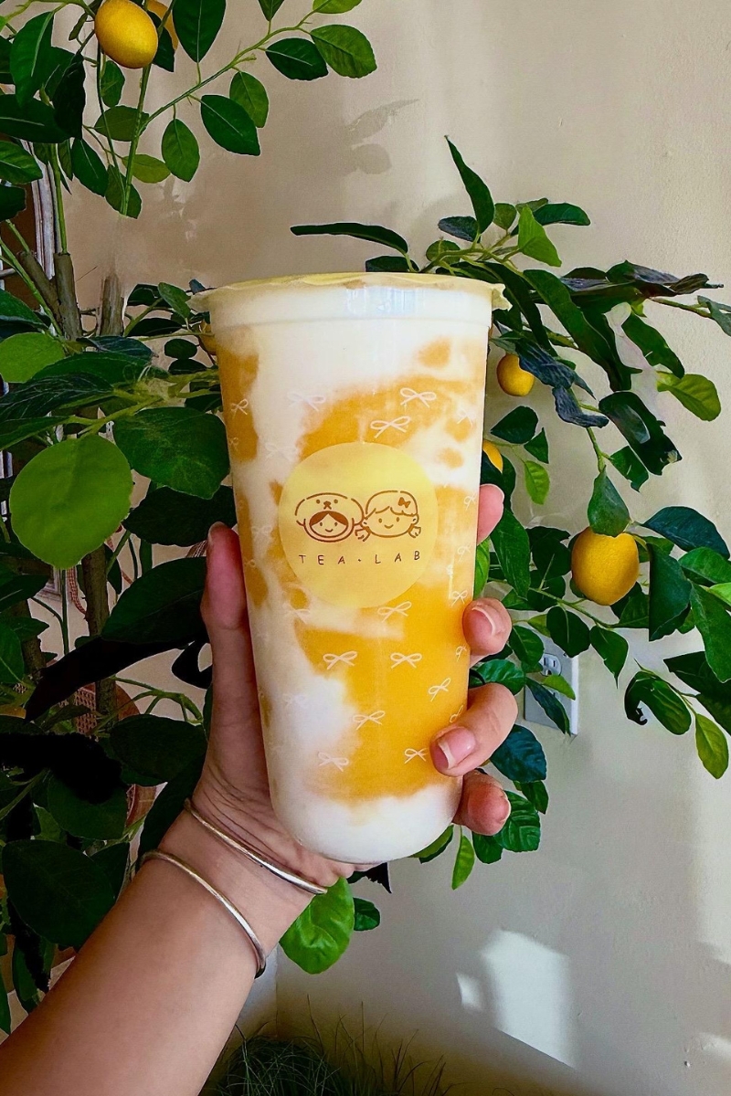 Mango cream layered milk tea by lemon tree at Tea.Lab, a Bubble Tea Store in FL