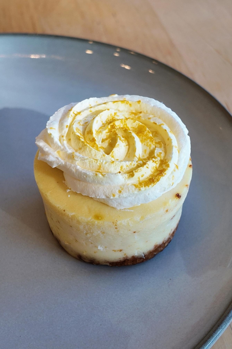Rose-shaped lemon cream cheese cake dessert at Tea.Lab, a Bubble Tea Store in FL