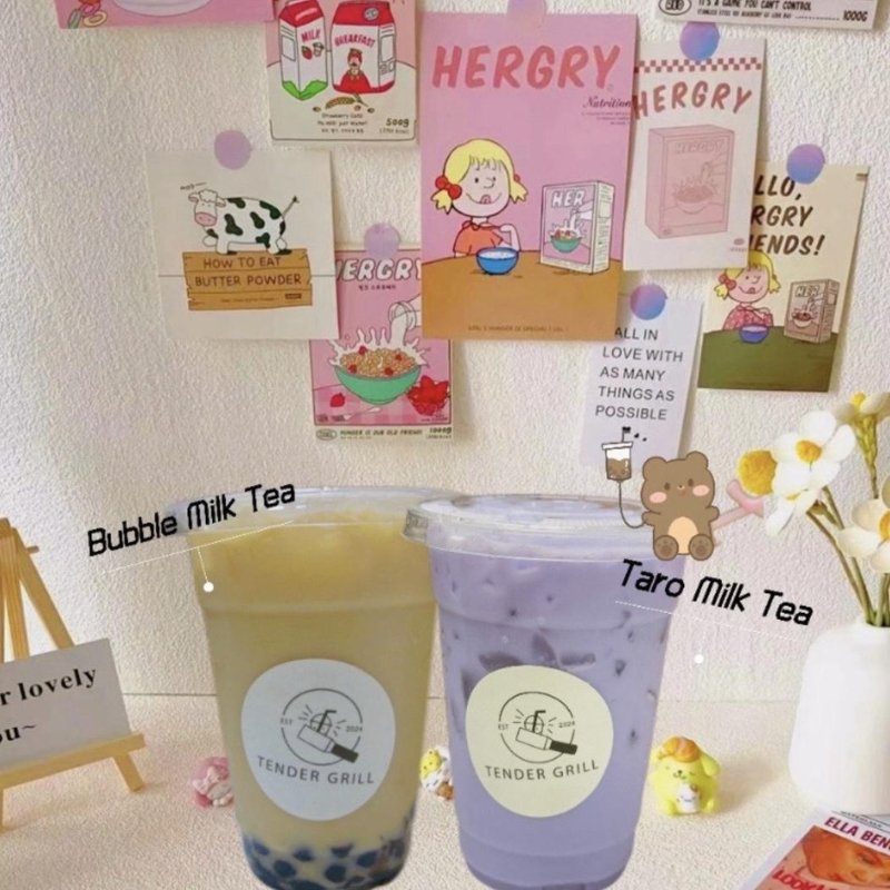 Bubble Milk Tea & Taro Milk Tea at Tender Grill, a Teppanyaki restaurant in Philadelphia