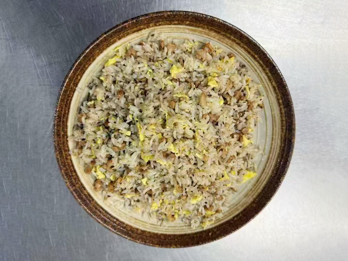 Classic egg fried rice with minced meat and scallions at Teng Jiao Wu 藤椒屋，a Chinese Restaurant in Flushing