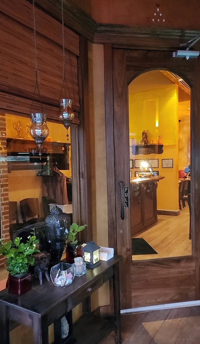 Interior of Thai Restaurant Thai Kitchen Chester with traditional decor in Chester