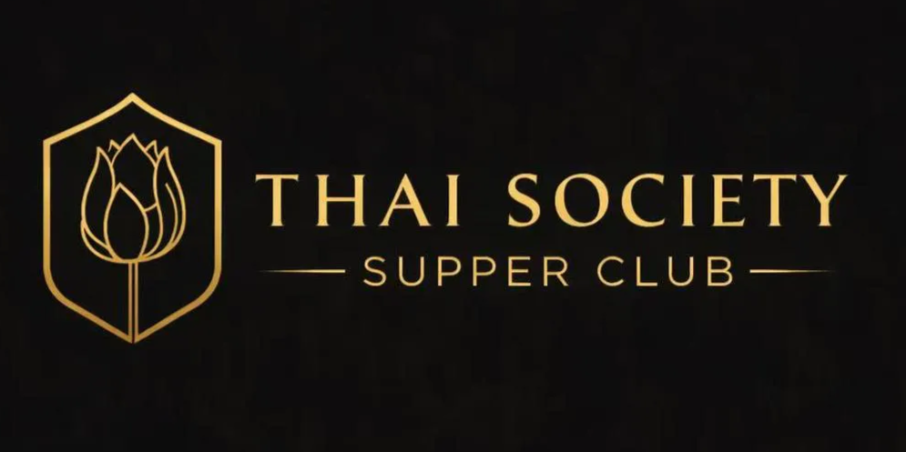 The Thai Society restaurant logo features a flower motif.