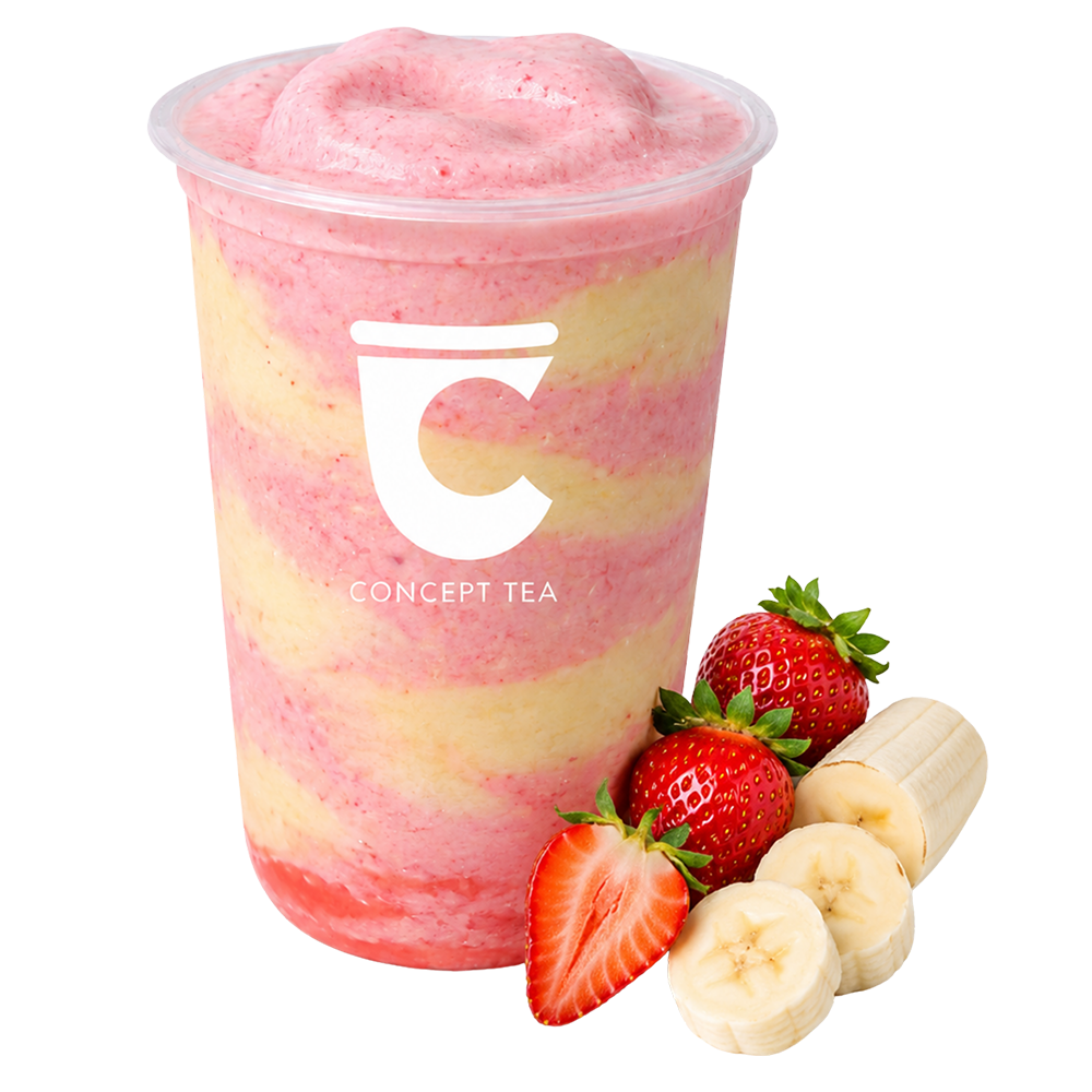 strawberry banana blend at The Concept Tea, a Bubble Tea Shop in Denison