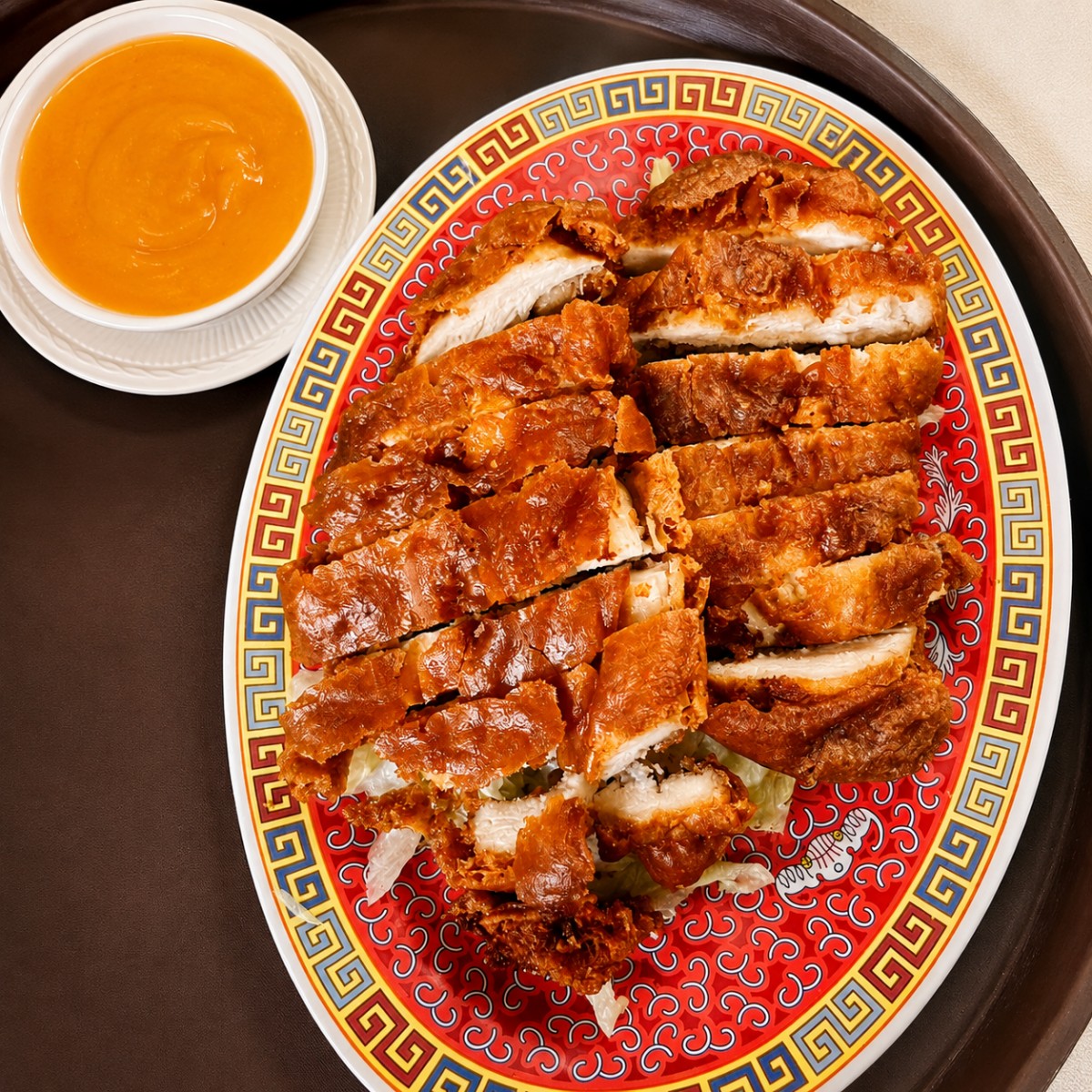 Crispy sliced chicken with golden sauce at The Jade Bowl House, a Chinese Restaurant in Columbus