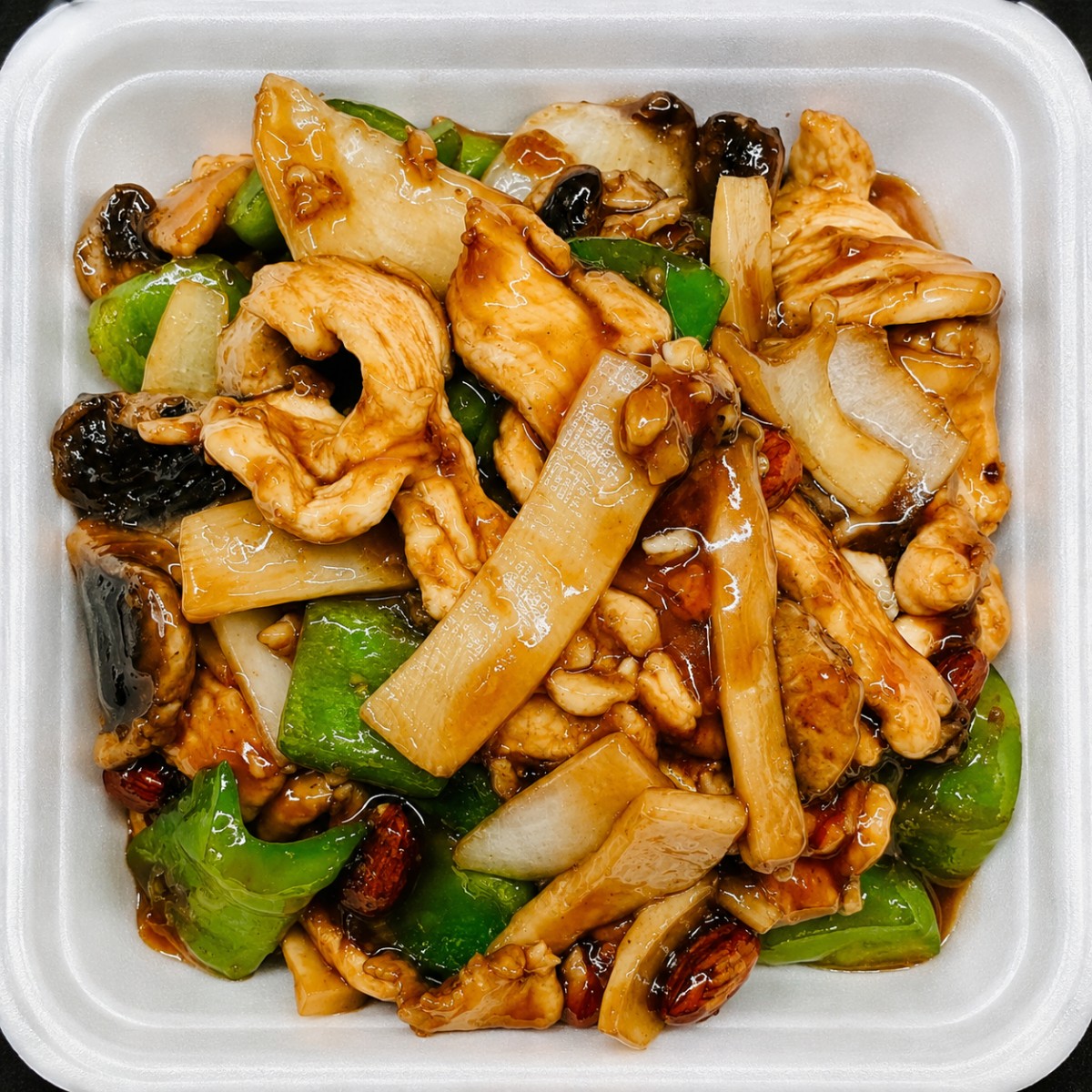Chicken with bamboo shoots peppers and mushrooms at The Jade Bowl House, a Chinese Restaurant in Columbus